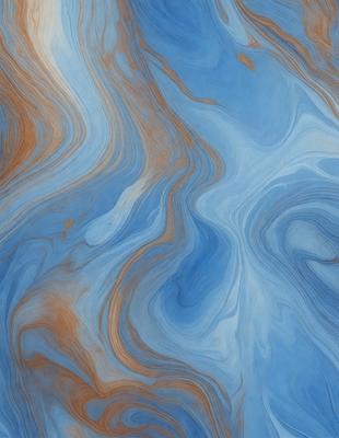 The primary subject of the image is a blue and yellow swirling pattern, which appears to be a painting or a digital artwork. The setting is a blue background, and the visual style suggests that it is a digital artwork or a painting. The dominant colors in the image are blue and yellow, creating a vibrant and lively atmosphere.
