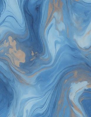 The primary subject of the image is a blue and white swirling pattern, which appears to be a painting or a digital artwork. The setting is a blue background, and the visual style is a combination of photo and digital art. The dominant colors are blue and white, creating a calming and serene atmosphere.
