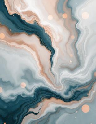 The primary subject of the image is a blue and white marbled surface, which appears to be a painting or a digital artwork. The setting is a blue and white marbled surface, and the visual style is a painting or digital artwork. The colors and mood of the image are predominantly blue and white, creating a calm and serene atmosphere.