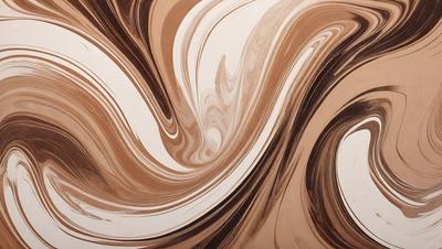 The primary subject of the image is a swirling pattern of brown and white colors, which creates a visually striking and dynamic scene. The setting is a white surface, which provides a clean and uncluttered backdrop for the swirling pattern. The visual style of the image is a combination of digital art and illustration, as it appears to be a digital creation with a hand-drawn feel. The dominant colors in the image are brown and white, which evoke a sense of warmth and depth. Overall,