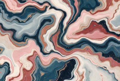 The primary subject of the image is a colorful, swirling pattern that resembles a painting or a digital artwork. The setting is a pink and blue background, which adds to the vibrant and lively atmosphere of the scene. The visual style appears to be a combination of photo and digital art, creating a unique and eye-catching design. The colors and mood of the image are predominantly pink and blue, with a sense of energy and creativity.