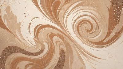 The primary subject of the image is a swirling pattern of brown and gold colors, which creates a visually striking and dynamic scene. The setting is a white surface, which provides a clean and contrasting backdrop for the swirling pattern. The visual style of the image is a combination of digital art and illustration, as it appears to be a digital creation with a hand-drawn feel. The dominant colors in the image are brown and gold, which evoke a sense of warmth and richness. Overall, the