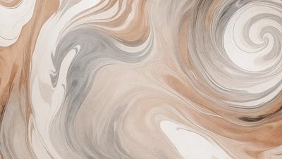 The primary subject of the image is a large, swirling pattern of brown and white colors. The setting is a white surface, which provides a clean and uncluttered backdrop for the pattern. The visual style of the image is a combination of digital art and illustration, creating a unique and eye-catching design. The dominant colors in the image are brown and white, giving it a warm and earthy tone.