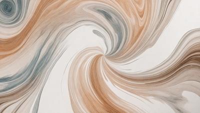 The primary subject of the image is a spiral or swirl pattern, which is the main focus of the image. The setting is a white surface, possibly a piece of paper or a wall, where the spiral pattern is drawn or painted. The visual style of the image is a combination of drawing and painting, creating a unique and artistic representation of the spiral pattern. The colors and mood of the image are predominantly brown and white, giving it a warm and earthy feel.