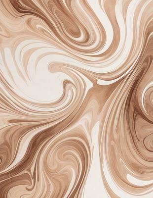 The primary subject of the image is a patterned wallpaper with a brown and white color scheme. The setting is a room with a wall covered in this patterned wallpaper. The visual style is a combination of a photo and a drawing, creating a unique and artistic appearance. The colors and mood of the image are warm and inviting, with the brown and white tones evoking a sense of comfort and coziness.
