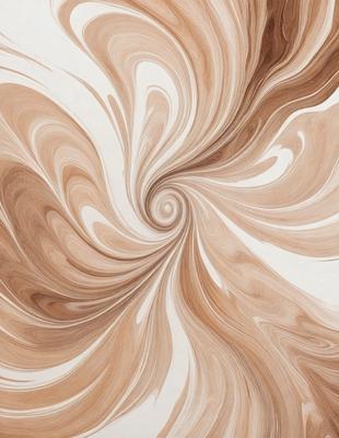 The primary subject of the image is a spiral pattern, which is the main object, scene, or focus of the image. The spiral pattern is set against a white background, creating a clean and minimalist visual style. The colors and mood of the image are predominantly brown, giving it a warm and earthy tone.