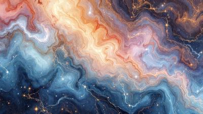 The primary subject of the image is a vibrant and colorful space scene, featuring a swirling, blue, and orange nebula. The setting is a dark, starry sky, with the nebula as the main focus. The visual style of the image is a combination of photo and digital art, creating a captivating and dynamic representation of the celestial landscape. The dominant colors in the scene are blue, orange, and white, which contribute to the overall atmosphere of the image, evoking a sense of