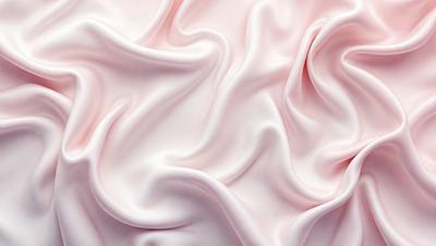 The primary subject of the image is a close-up of a pink fabric, which appears to be a silk material. The setting is a pink background, which complements the fabric's color. The visual style is a close-up, focusing on the fabric's texture and details. The colors and mood of the image are predominantly pink, creating a soft and elegant atmosphere.
