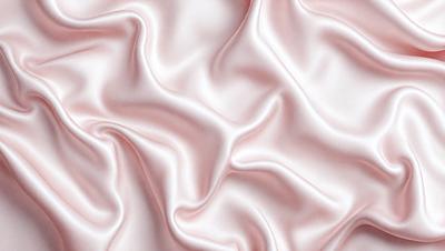 The primary subject of the image is a close-up of a pink fabric, which appears to be a silk material. The setting is a pink background, and the visual style is a close-up of the fabric. The colors and mood of the image are predominantly pink, creating a soft and elegant atmosphere.