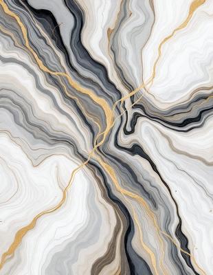 The primary subject of the image is a marble tile with a gold-colored design. The setting is a marble countertop, and the visual style is a close-up of the tile. The dominant colors are gold and white, creating a luxurious and elegant atmosphere.