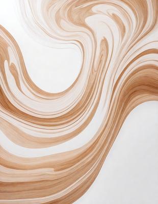 The primary subject of the image is a large, intricate, and swirling pattern on a wall. The pattern is made up of various colors, including brown and white, and it creates a visually striking and dynamic scene. The setting is a white wall, which serves as a clean and neutral backdrop for the vibrant pattern. The visual style of the image is a combination of artistic expression and digital design, resulting in a unique and captivating piece of art. The colors and mood of the image are lively