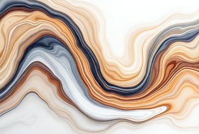The primary subject of the image is a large, colorful painting featuring a mix of white, gray, and orange tones. The painting is displayed on a white wall, creating a striking contrast between the artwork and the background. The visual style of the painting appears to be a combination of digital art and illustration, giving it a unique and eye-catching appearance. The colors and mood of the painting evoke a sense of depth and complexity, making it an engaging and thought-provoking piece of art.