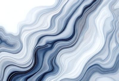 The primary subject of the image is a blue and white patterned surface, which appears to be a painting or a digital artwork. The setting is a white background, which contrasts with the blue and white pattern. The visual style is a combination of digital art and painting, creating a unique and artistic representation of the blue and white pattern. The colors and mood of the image are predominantly blue and white, giving it a calm and serene atmosphere.