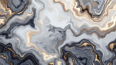 The image features a large, intricate, and colorful pattern on a surface. The primary subject is a close-up of the pattern, which appears to be a combination of textures and colors. The setting is a stone or marble surface, which adds to the visual style of the image. The colors and mood of the image are vibrant and lively, with a mix of grays, browns, and possibly other colors. The overall atmosphere of the image is captivating and visually appealing.