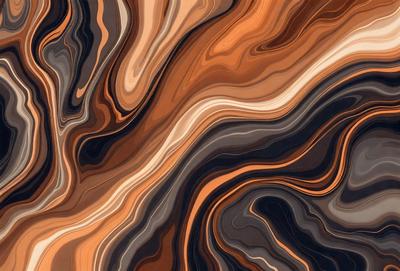 The primary subject of the image is a close-up of a marbled stone wall. The setting is a natural environment, with the stone wall being the main object of focus. The visual style is a combination of photo and digital art, creating a realistic yet artistic representation of the stone wall. The colors and mood of the image are predominantly earthy tones, such as brown, orange, and gray, which evoke a sense of natural beauty and texture.