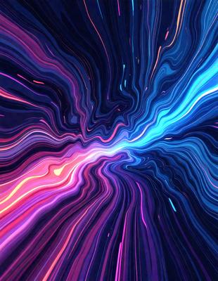The primary subject of the image is a vibrant, colorful, and swirling pattern. The setting is a black background, which contrasts with the swirling pattern. The visual style is a combination of digital art and illustration, creating a dynamic and eye-catching design. The dominant colors are pink, blue, and purple, which contribute to a lively and energetic atmosphere.