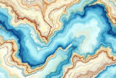 The primary subject of the image is a blue and white marbled pattern, which is the main focus of the image. The setting is a blue and white marbled surface, which serves as the backdrop for the pattern. The visual style of the image is a painting, which gives it a more artistic and creative appearance. The dominant colors in the image are blue and white, creating a calm and serene atmosphere.