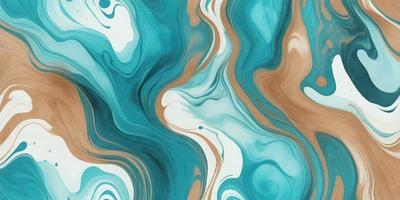 The primary subject of the image is a blue and white painting featuring a swirling pattern. The setting is a wall, and the visual style appears to be a combination of digital art and illustration. The dominant colors are blue and white, creating a calming and serene atmosphere.