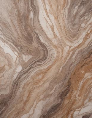 The primary subject of the image is a marble-like surface with a patterned texture. The setting is a close-up of the marble, showcasing its intricate design. The visual style is a realistic representation of the marble, capturing its natural beauty. The colors and mood of the image are warm and earthy, with the marble's natural hues and patterns creating a sense of depth and richness.