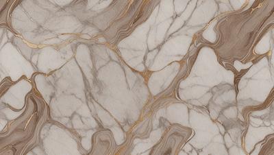 The primary subject of the image is a marble countertop with a gold-colored pattern. The setting is a kitchen, and the visual style is a close-up of the marble countertop. The colors and mood of the image are predominantly neutral, with the gold pattern adding a touch of warmth and sophistication to the overall atmosphere.