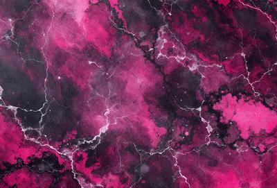 The primary subject of the image is a close-up of a marbled pink and black surface. The setting is a dark room, and the visual style appears to be a combination of a photo and a digital art or illustration. The dominant colors are pink and black, creating a moody and dramatic atmosphere.