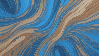 The primary subject of the image is a blue and brown swirling pattern, which appears to be a painting or a digital artwork. The setting is a blue background, and the visual style suggests that it is a digital artwork or a painting. The dominant colors in the image are blue and brown, creating a vibrant and dynamic atmosphere.