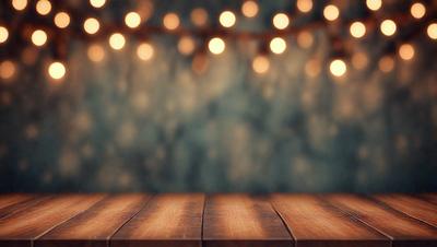 The primary subject of the image is a wooden table with a brown surface. The table is situated in front of a blue wall, which serves as the setting or background. The visual style of the image is a photo, capturing the wooden table and the blue wall in a realistic manner. The colors and mood of the image are predominantly brown and blue, creating a calm and natural atmosphere.
