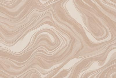 The primary subject of the image is a patterned wallpaper with a brown and white color scheme. The setting is a room with a wooden floor, and the visual style appears to be a combination of a photo and a digital art. The colors and mood of the image are warm and inviting, creating a cozy atmosphere.