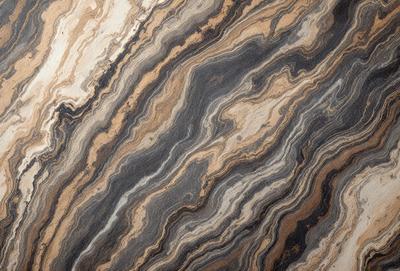 The primary subject of the image is a close-up of a marble-like stone with a unique pattern. The setting is a stone surface, and the visual style appears to be a photo. The colors and mood of the image are predominantly dark, with a focus on the intricate pattern of the stone.