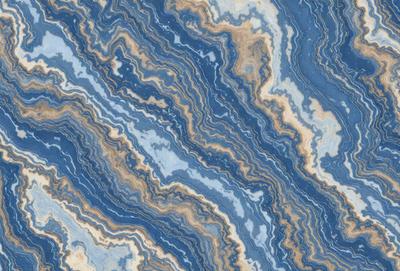 The primary subject of the image is a blue and white marbled stone. The setting is a close-up of the stone, showcasing its intricate and visually appealing pattern. The visual style is a realistic representation of the stone, capturing its natural beauty. The dominant colors are blue and white, creating a serene and calming atmosphere.