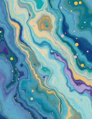 The primary subject of the image is a colorful, abstract painting featuring a blue and yellow color scheme. The painting is set against a purple background, creating a vibrant and lively atmosphere. The visual style of the painting is a mix of digital art and illustration, with a focus on intricate patterns and textures. The colors and mood of the painting evoke a sense of energy and creativity, making it an eye-catching and inspiring piece of art.