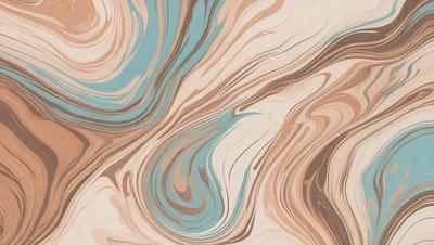The primary subject of the image is a blue and brown swirling pattern, which appears to be a painting or a digital artwork. The setting is a wall, and the visual style is a combination of photo and digital art. The dominant colors are blue and brown, creating a warm and inviting atmosphere.