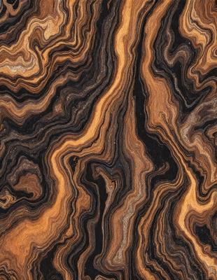 The primary subject of the image is a close-up of a marbled stone, showcasing its unique and intricate patterns. The setting is a natural environment, with the stone being the main focus of the scene. The visual style is a close-up, which emphasizes the details of the stone. The colors and mood of the image are predominantly earthy tones, giving it a natural and organic feel.