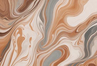 The primary subject of the image is a patterned surface, which appears to be a marbled or textured material. The setting is a room with a wall featuring this unique design. The visual style of the image is a combination of photo and digital art, creating a visually appealing and intricate pattern. The colors and mood of the image are predominantly warm and earthy tones, giving the space a cozy and inviting atmosphere.