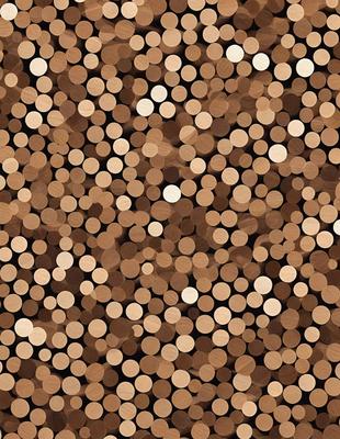 The primary subject of the image is a close-up of a pattern made up of small circles. The setting is a wooden surface, and the visual style appears to be a combination of a photo and a digital art or illustration. The dominant colors are brown and white, creating a warm and natural atmosphere.