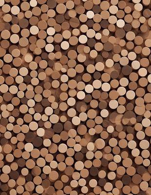 The primary subject of the image is a close-up of a pattern made up of small circles. The setting is a surface with a pattern of circles, and the visual style appears to be a close-up of a textured surface. The colors and mood of the image are predominantly brown, giving it a warm and earthy atmosphere.