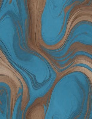 The primary subject of the image is a blue and brown swirling pattern, which appears to be a wood grain texture. The setting is a blue background, and the visual style is a combination of a photo and a digital artwork. The dominant colors are blue and brown, creating a calming and natural atmosphere.