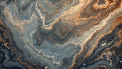 The primary subject of the image is a close-up of a marble-like stone with a blue and brown color palette. The setting is a natural environment, possibly a rock formation or a stone surface. The visual style appears to be a photo of the stone, showcasing its unique texture and patterns. The colors and mood of the image are earthy and natural, with a sense of depth and intricacy in the stone's design.
