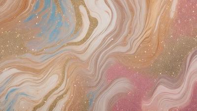 The primary subject of the image is a close-up of a patterned surface, possibly a piece of fabric or a wallpaper design. The setting appears to be a room with a colorful and textured background. The visual style of the image is a combination of photo and digital art, creating a unique and intricate pattern. The colors and mood of the image are vibrant and lively, with a focus on the gold and blue hues of the pattern.