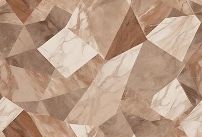 The primary subject of the image is a marble tile pattern. The setting is a marble tile floor, and the visual style is a patterned design. The colors and mood of the image are predominantly brown and earthy tones, giving it a natural and warm atmosphere.