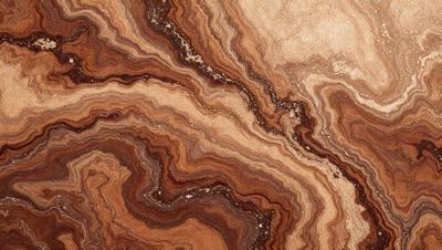 The primary subject of the image is a close-up of a marbled stone surface. The setting is a natural environment, with the stone surface being the main focus of the image. The visual style is a close-up, which emphasizes the intricate patterns and textures of the marbled stone. The colors and mood of the image are predominantly earthy tones, giving it a natural and organic feel.