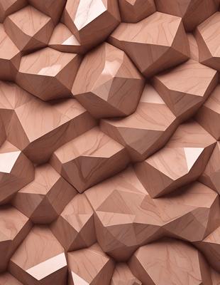 The primary subject of the image is a large, intricate pattern made of wood. The pattern is composed of many small, interconnected wooden squares, creating a visually striking and complex design. The setting is a wooden surface, which serves as the background for the pattern. The visual style of the image is a close-up of the pattern, showcasing the details and texture of the wooden squares. The colors and mood of the image are predominantly earthy tones, giving the pattern a natural and organic feel.