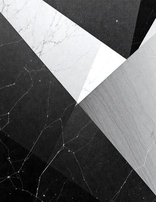The primary subject of the image is a black and white marble tile. The setting is a black and white marble tile floor. The visual style is a black and white photo. The colors and mood are predominantly black and white, giving the image a classic and timeless appearance.