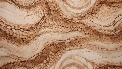 The primary subject of the image is a wooden surface with a unique and intricate pattern. The setting is a close-up view of the wooden surface, showcasing the detailed design. The visual style is a combination of natural elements and artistic patterns, creating a visually appealing and textured surface. The colors and mood of the image are warm and earthy, with a focus on the natural elements and patterns found in the wooden surface.