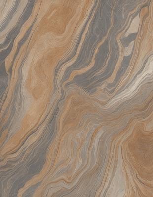 The image features a close-up of a marble-like surface with a pattern of swirls and waves. The setting is a natural environment, possibly a rock formation or a stone wall. The visual style is a combination of a photo and a digital art, creating a unique and intricate design. The colors and mood of the image are predominantly earthy tones, giving it a natural and organic feel.