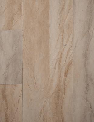 The image features a large, light-colored tile floor with a patterned design. The floor appears to be made of marble or a similar material, giving it a luxurious and elegant appearance. The pattern on the floor is a combination of straight lines and curves, creating a visually appealing and unique design. The overall atmosphere of the image is one of sophistication and refinement.