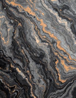 The primary subject of the image is a close-up of a marble stone with a unique and intricate pattern. The setting is a natural environment, with the stone being the main focus of the image. The visual style is a close-up of the marble stone, showcasing its texture and pattern. The colors and mood of the image are predominantly dark, with the marble stone being the main source of light and contrast.