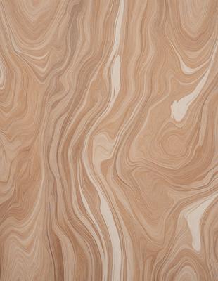 The primary subject of the image is a wooden surface with a unique and intricate pattern. The setting is a room with a wooden wall, and the visual style appears to be a combination of a photo and a digital art or illustration. The dominant colors are brown and beige, creating a warm and natural atmosphere.