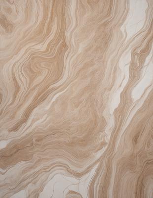 The image features a marble-like surface with a pattern of swirls and waves. The primary subject is the intricate design of the marble, which creates a visually appealing and textured surface. The setting is a room with a white background, which highlights the marble's beauty. The visual style is a close-up of the marble, showcasing its unique pattern and texture. The colors and mood of the image are predominantly neutral, with the marble's natural hues and the