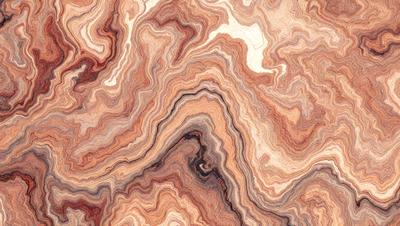 The primary subject of the image is a close-up of a rock formation, possibly a piece of wood or a stone, with a variety of colors and textures. The setting is a natural environment, possibly a forest or a mountainous area. The visual style appears to be a combination of a photo and a digital art or illustration, as the colors and patterns are vibrant and intricate. The dominant colors are red, brown, and orange, creating a warm and earthy atmosphere.
